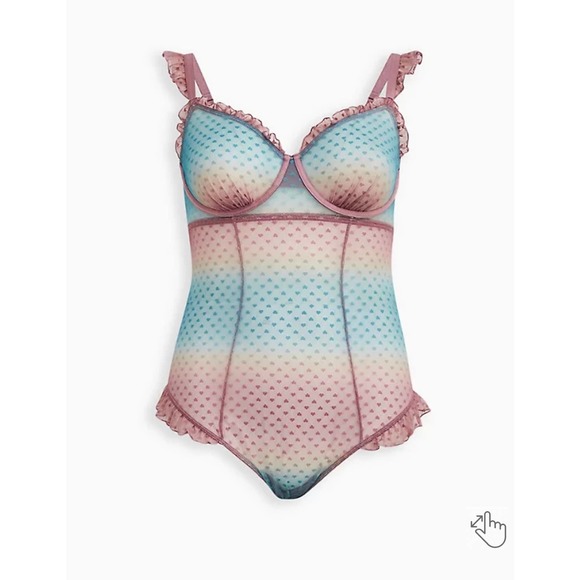 Torrid HEART MESH RUFFLE BODYSUIT Size 4X NWT - Picture 6 of 6